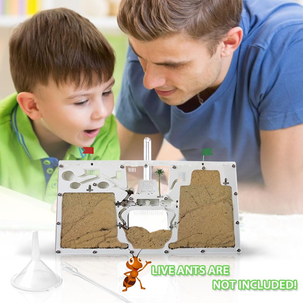 ELNMLHT Ant Farm Castle, Ant Farms with Yellow Sand and Tool Kit